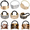 9 Pack Ponytail Hair Cuff Metal Rhinestone Decorative Fancy Ponytail Holder for Women Gold Elastic Glitter Hair Tie Wrap