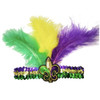 Patiky Mardi Gras Feather Headband Sequins Glitter Hair Band for Adult Women Men Mardi Gras Hair Band Halloween Costume