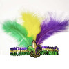 Patiky Mardi Gras Feather Headband Sequins Glitter Hair Band for Adult Women Men Mardi Gras Hair Band Halloween Costume