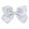 Xansema Hair Bows with Sequins Large 8 Inch Alligator Clips and Barrettes for Girls Women Teens and Kids Silver