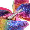 Xansema Hair Bows with Sequins Large 8 Inch Alligator Clips and Barrettes for Girls Women Teens and Kids Silver