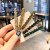 Vpang 2 Pcs Shiny Rhinestone Diamond Barrette Clip Duckbill Alligator Hair Accessories for Women Girls Blue