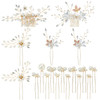 inSowni 18 Pack Gold Flower Bridal Wedding Hair Side CombsUshaped Pearls Hair Pins Hair Pieces Headpieces Accessories fo