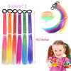 Colored Braids Hair Extensions with Rubber Bands Rainbow Braided Synthetic Hairpieces Ponytail Hair Accessories for Wome