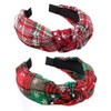 Teensery 2 Pcs Christmas Knotted Headband Snowflake Plaid Hair Hoop Hairband Headwear Hair Accessories for Women and Gir