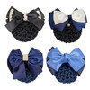 AUEAR 4 Pcs Satin Hair Bow with Snood Net Barrette Bowknot Clip Bun Cover Hairnets for Women