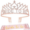 Coucoland Womens Bride to Be Crown Tiara and Bride to Be Sash Crystal Rhinestone Tiara Headband for Wedding Bridal Showe