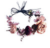 LLinfflr Floral Crown Headband Flower Headpiece Floral Halo Hair Wreath Boho with Ribbon Wedding Party Photos Prom Brown