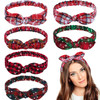 Blulu Christmas Headbands Red Plaid Headbands Snowflake Bow Bandana Knot Headwrap Retro Elastic Rabbit Ear Hairband for