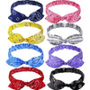 Hicarer 8 Pcs Headband Bandana for Women Paisley Retro Print Bow Knot Rabbit Ear Bandana Headbands Headwrap for Women Ha