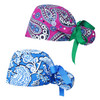Fassave 2Pcs Working Cap with Buttons and Ribbon TieAdjustable Ponytail Hats with Sweatband Long Hair for WomenColor 03L