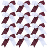 Cheerleading Bow Jumbo Cheer Bows 12 Pcs 7 Inch Ponytail Holder Cheerleader Bows Hair Tie MaroonWhite