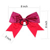 Cheerleader Bows Cheerleading 8 inch Sparkle Glitter Ponytail Holder Hair Tie School for High School College Girl Team S