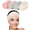 Whaline 4 Pack Spa Facial Headband Makeup Hair Wrap Adjustable Hair Band Soft Towel Head Band for Face Washing Shower Sp
