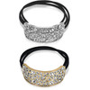Juinte 2 Pcs Womens Hair Bands Elastic Rhinestone Hair Ties Hairties Scrunchies Gold Silver Diamond Ponytail Holder Acce