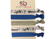 Infinity Collection Blue Hair Ties No Crease No Tug Elastic Ponytail Holders for Girls Women Cheerleaders Teams Coaches