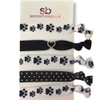 Sportybella Paw Print Hair Ties BlackWhite Hair Accessories For Girls Women Teens Kids No Crease Elastic Hair Ties Set w