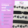 Sportybella Paw Print Hair Ties BlackWhite Hair Accessories For Girls Women Teens Kids No Crease Elastic Hair Ties Set w
