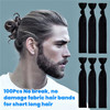 79STYLE 100pcs Men Hair Tie For Man BunMan Bands Hair Ties For Mens Long Hair Elastic Fabric Hair Ties Knotted Black Rib