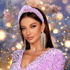 Lanmerry Sequin Knotted Headbands Sparkly Pink Glitter Velvet Hair Accessories for Girls Kids 2Pcs