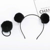 lasenersm Fluffy Furry PomBall Headbands and Elastic Hair Ties 6 Pieces 3 Pairs Fuzzy Faux Fur Animal Ear Headbands for