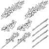 Janinka 10 Pieces Rhinestone Wedding Hair Clips Bridal Crystal Bobby Pins Silver Barrette Leaf Flower Wedding Elegant Ha