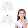 2 Packs Jumbo Cheerleading Bow 8 Inch Large Cheer Hair Bows with Ponytail Holder for Teen Girls Softball Outfit UniformW