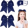 2 Packs Jumbo Cheerleading Bow 8 Inch Large Cheer Hair Bows with Ponytail Holder for Teen Girls Softball Outfit UniformN