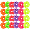 24 Pcs Neon Scrunchies for Hair 80s Neon Hair Accessories for Women Halloween Costumes Elastic Scrunchy Bands Solid Colo