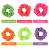 24 Pcs Neon Scrunchies for Hair 80s Neon Hair Accessories for Women Halloween Costumes Elastic Scrunchy Bands Solid Colo