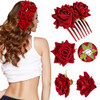 4 Pieces Rose Flower Hair Clip Big Rose Brooch Floral Clips Mexican Flower Hair Accessories for Woman Flamenco Dancer Br