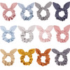 Yaomiao 12 Pieces Bow Hair Scrunchies Bunny Ear Scrunchies for Bow Silk Bowknot Bobbles Elastic Hair Ties Ropes Ponytail