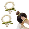 Heyiminy Elegant Lily of the Valley Floral Hair Ties 2 Pack Flower Hair Bands Elastic Ponytail Holders Hair Tie No Damag