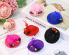PENTA ANGEL Mini Hat Clip 6Pcs Small Tea Party Top Hat Fascinator Hair Barrette Pin with Ribbon Flower Faux Feather Mesh