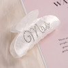 Saliyaa Hair Clip White Acrylic Mrs Hair Clip with DoubleSide Rhinestone Mrs Logo Wedding Gift for Bride Bridal Shower B