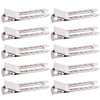 Jdesun 50pcs 18 Silver Metal Hairdressing Double Prong Pin Curl Setting Section Hair Clips Alligator Clips with Holes fo