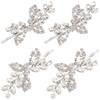 Waydress 4 Pcs Rhinestone Hair Clip Wedding Bridal Hair Barrette Decorative Leaf Crystal Side Hairpin Accessories for Wo