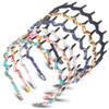 Syhood 6 Pieces Zigzag Headbands for Women Shark Tooth Comb Hairbands Wrapped Cloth Hairbands Wave Shape Plastic Hair Ba