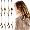8 Pcs Feather Hair Clips Hippie Handmade Boho Hair Extensions with Feather Clip Comb Braided Beads Headdress Hippie Head
