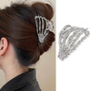 Silver Metal Skull Hair Claw Clips with Ghost Hand Design Thick Hair Barrettes and Clamps for Women Cosplay Party Hallow