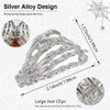 Silver Metal Skull Hair Claw Clips with Ghost Hand Design Thick Hair Barrettes and Clamps for Women Cosplay Party Hallow