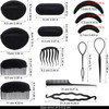 16 Pieces Hair Bump Sponge Padding Volume Insert Tools Simple Braid Tools Bases up Combs Hair Styling Accessories for Gi