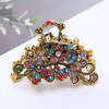 Retro Flowers Small Hair Claw Clip for Women Lady Vintage Alloy Rhinestone Hair Jaw Clips Hairpin Fancy Hair Barrette Cl