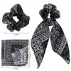 Cutewing Hair Scarf Ties Ponytail with 6PCS ScarfScrunchies Paisley Flower Printing Chiffon Material for Women Girls Hai