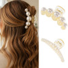 Casdre Pearl Hair Claw Clips Gold Hair Clips for Women Pack of 2