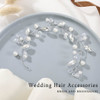 JEAIRTS Wedding Hair Vine Silver Pearl Bridal Hair Pieces Sparkle Rhinestone Prom Accessories for Brides