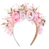 PartyforU Hairband Pink 50th Birthday Headband with Pearl and Flower Design Adjustable Womens Gift for Moms 50th Birthda