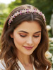 Formery Rhinestone Headband Pink Crystal Headbands Beaded Headpiece Accessories for Women and Girls