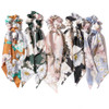 Outyua Bow Detachable Hair Scarf Scrunchies Flower Chiffon Elastic Scrunchy Hair Ties Satin Ponytail Bowknot Scrunchies