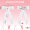 vivinin 4pcs Solid Silky Satin Hair Accessories Bows with Long Tails Daily Wear Clips for Women and Girls White and Blac